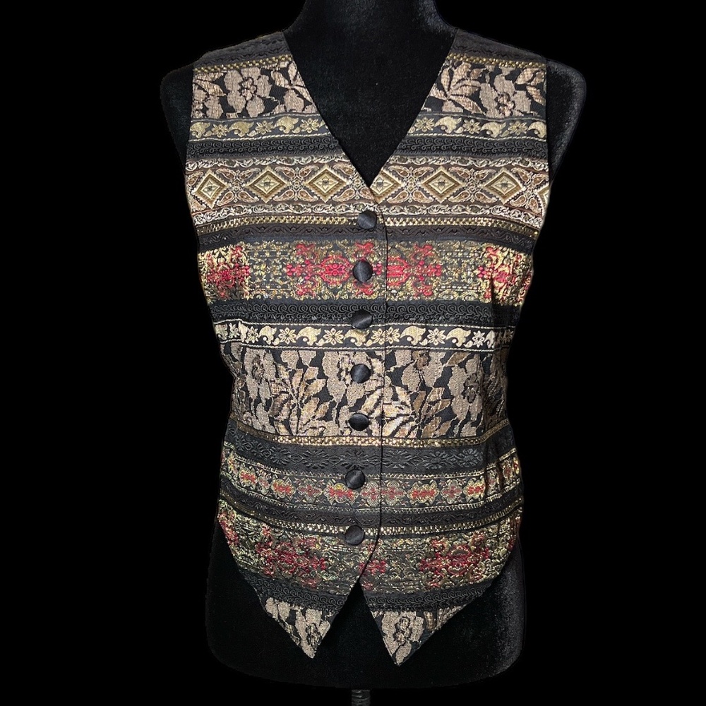 Contempo - 80's/90's Metallic Thread Vest - Size M